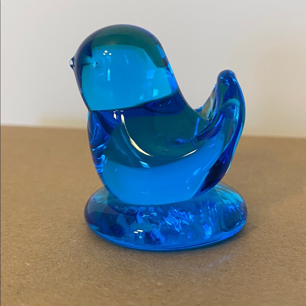Vintage Bluebird of Happiness signed Leo Ward Art Glass Figurine
